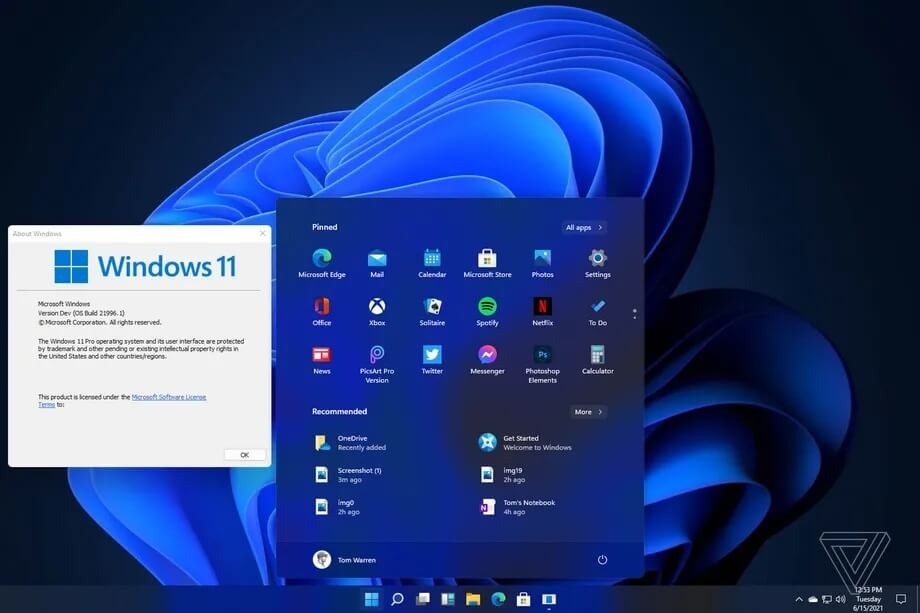 Windows 11系统的截图流出，正式版将会在6月24发布