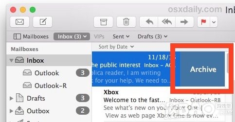 MacOS X更改邮件应用默认手势操作步骤