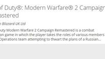 《使命召唤6：现代战争2战役重制版》现身欧洲评级网站