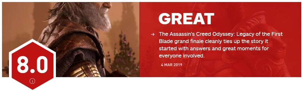 《刺客信条：奥德赛》第三章DLC上线 IGN评分8.0完美谢幕