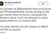就是不先在Steam发售 《外部世界》PC版于Epic/Win10商店独占1年