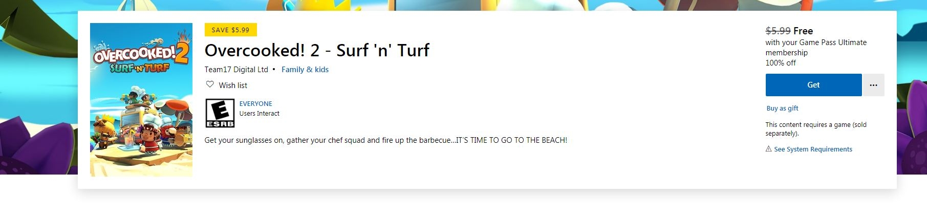 订阅XGPU的用户可限时免费领取《胡闹厨房2》DLC - Surf 'n' Turf