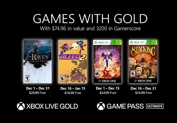 微软Xbox金会员12月会免游戏公布 《乌鸦：重制版》领衔